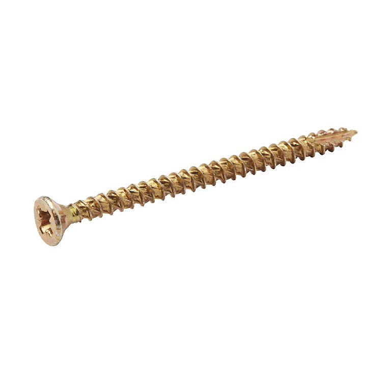 Product image for TurboDrive Pozidriv Yellow-passivated Steel Screw (Dia)3.5mm (L)50mm, Pack of 100