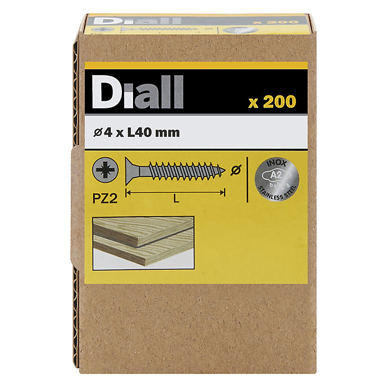 Product image for Diall Pozidriv Stainless steel Screw (Dia)4mm (L)40mm, Pack of 200