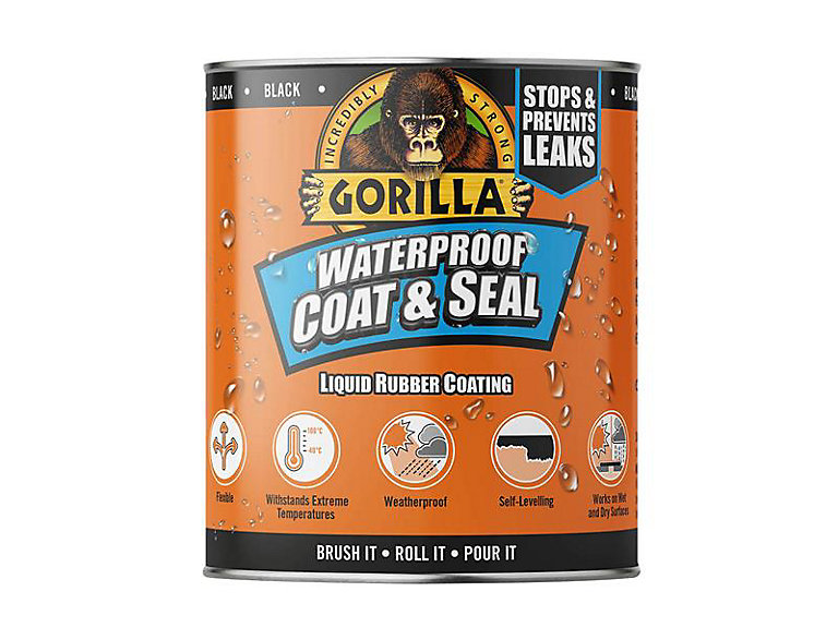 Product image for Gorilla Glue 3244031 Waterproof Coat & Seal Liquid Rubber Coating Black 946ml GRGPSPBL946