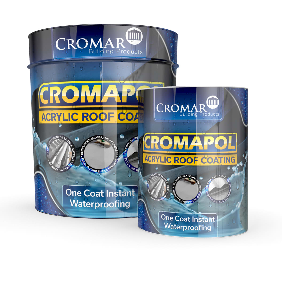 Product image for Cromapol Acrylic Waterproof Roof Coating - Emergency Leak Repair - 20KG Grey