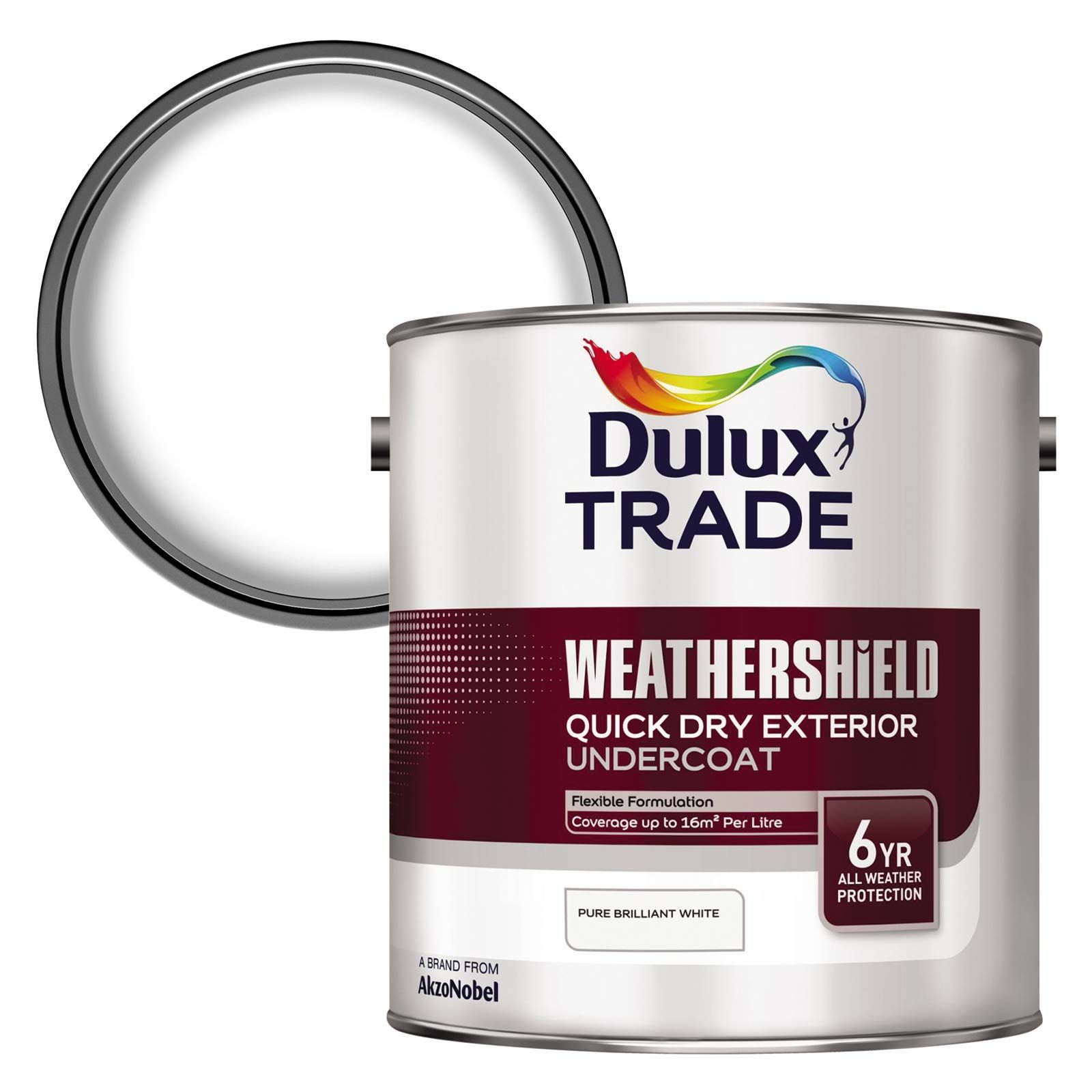 Image of Dulux Trade Weathershield Exterior Undercoat Brilliant White 2.5ltr