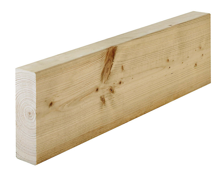Product image for Smooth Planed Round edge Treated Carcassing timber (L)2.4m (W)140mm (T)38mm, Pack of 3