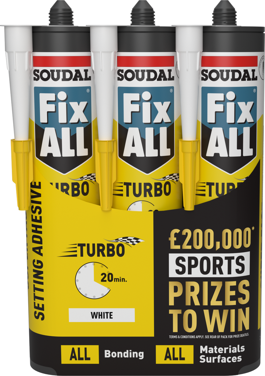 Product image for Soudal Fix All Turbo Triple Pack Adhesive 290ml (131019)