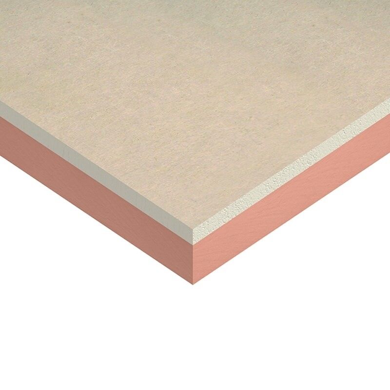 Product image for Kingspan Kooltherm K118 Insulated Plasterboard 62.5mm Total 50mm Polyurethane on 12.5mm Plasterboard 1200x2400mm 2.88m² (1 Sheet)
