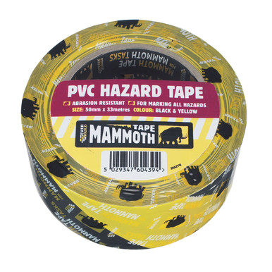 Product image for Everbuild Mammoth PVC Hazard Tape Black/Yellow 50mm x 33mtr