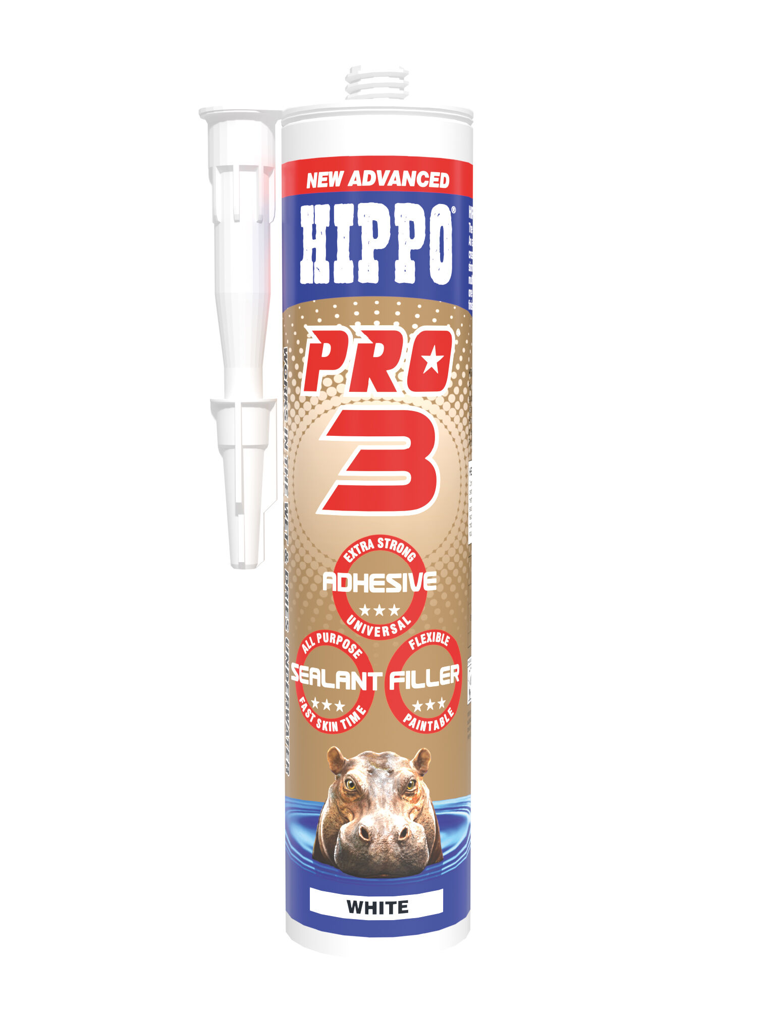 Product image for HIPPO PRO3 Adhesive Sealant & Filler White 290ml