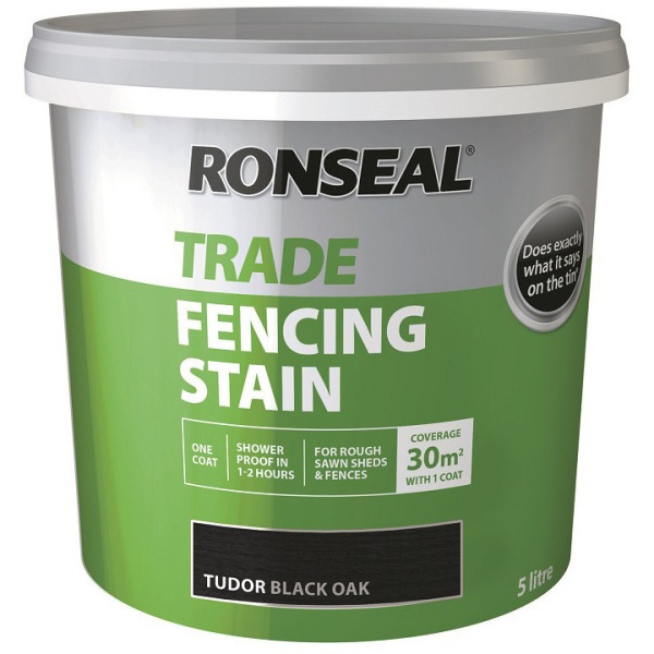 Product image for Ronseal Trade Fencing Stain Tudor Black Oak 5ltr