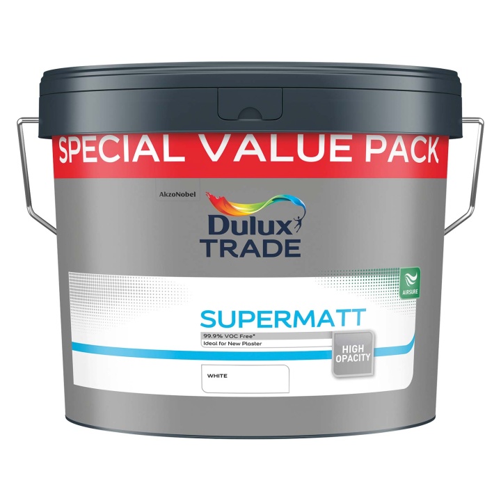 Product image for Dulux Trade Supermatt White Emulsion 12ltr