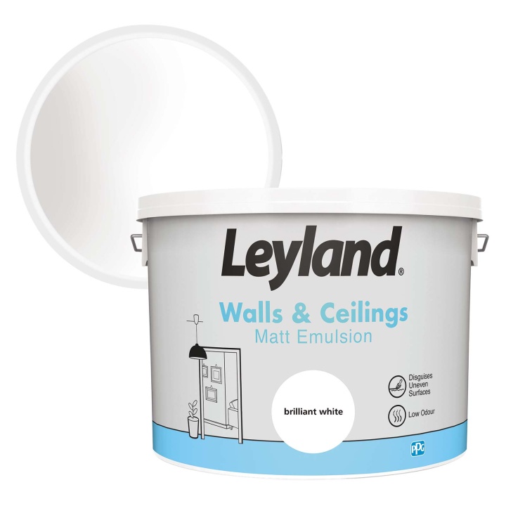 Product image for Leyland Matt Emulsion Brilliant White 10ltr