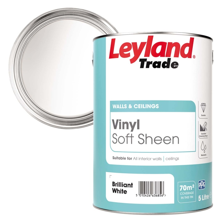 Product image for Leyland Soft Sheen Emulsion Brilliant White 5ltr