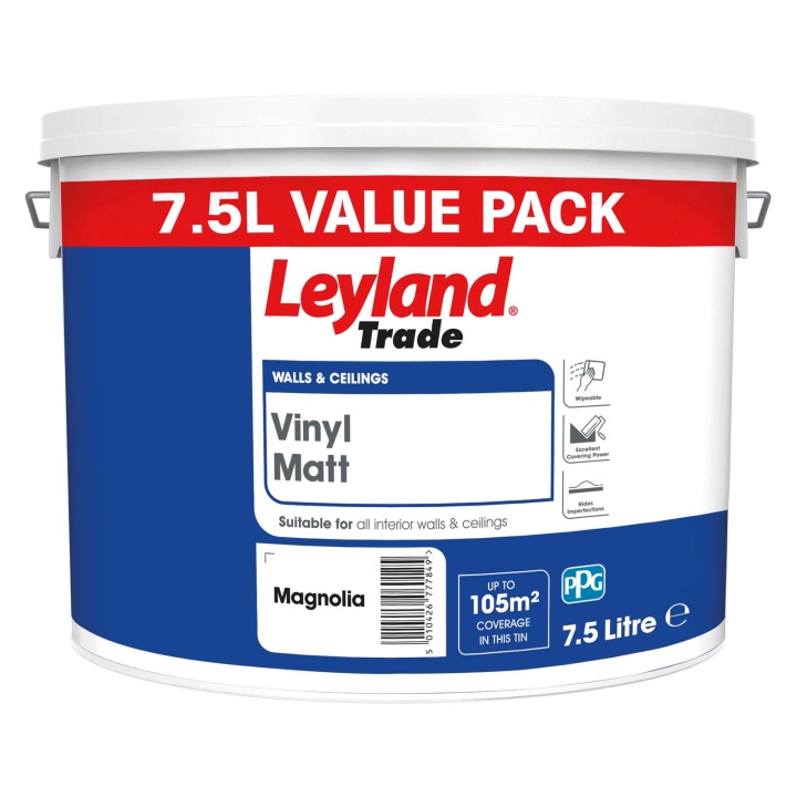 Product image for Leyland Trade Vinyl Matt Emulsion Magnolia 7.5ltr