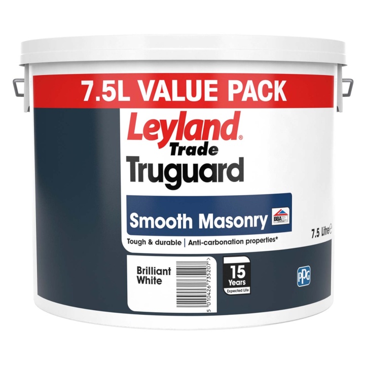 Product image for Leyland Truguard Smooth Masonry Paint Brilliant White 7.5ltr