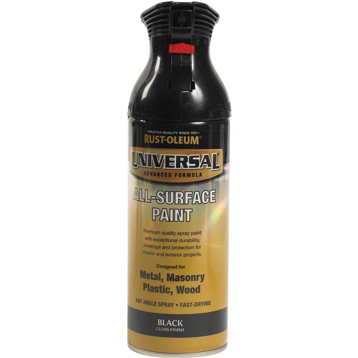 Product image for Rust-Oleum Universal All-Surface Spray Paint Gloss Black 400ml