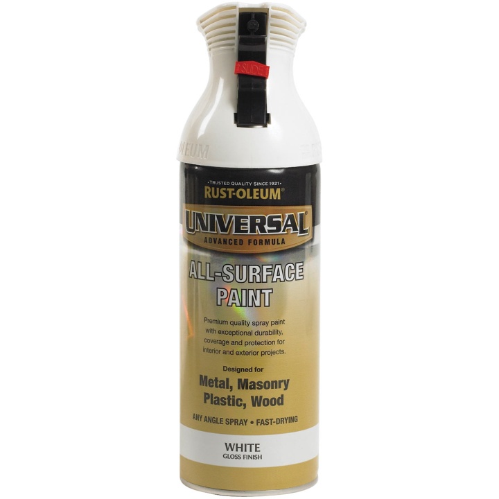 Product image for Rust-Oleum Universal All-Surface Spray Paint Gloss White 400ml