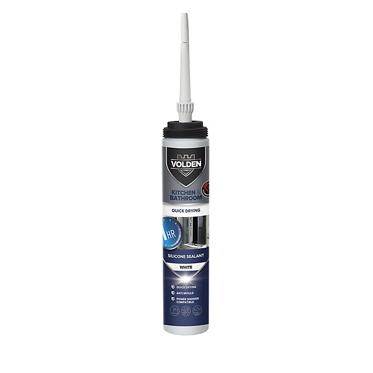 Product image for Volden Quick dry White Silicone-based Bathroom & kitchen Sealant, 200ml