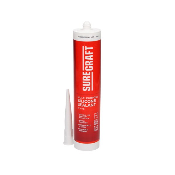 Product image for Suregraft All Purpose Silicone Sanitary Sealant 310ml (white)