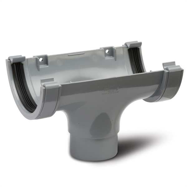 Product image for Half Round Gutter Running Outlet Grey 112mm