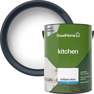 Image of GoodHome Kitchen Brilliant white Matt Emulsion paint, 5L