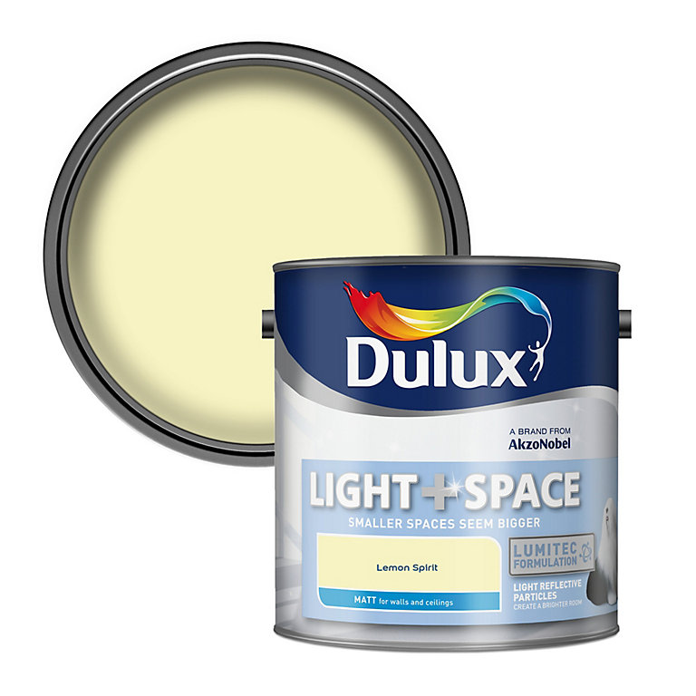 Product image for Dulux Light & space Lemon spirit Matt Emulsion paint, 2.5L