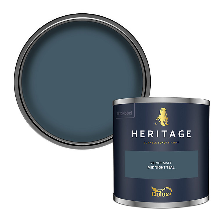 Product image for Dulux Trade Heritage Midnight Teal Matt Wall paint, 125ml Tester pot