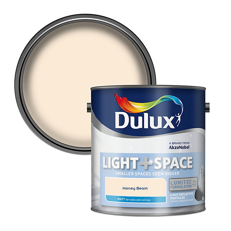 Product image for Dulux Light & space Honey beam Matt Emulsion paint, 2.5L