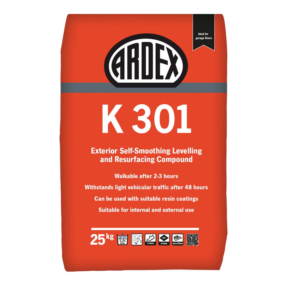 Product image for Ardex K 301 External Self Levelling Concrete Resurfacing Compound 25Kg