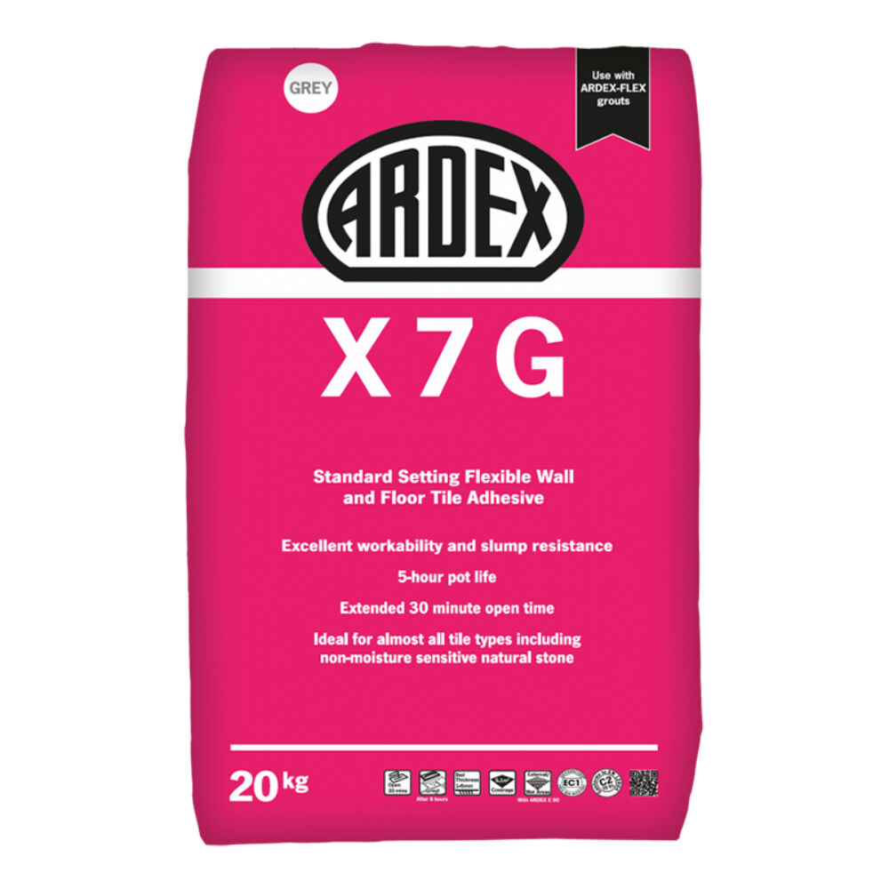 Image of Ardex X7G Flexible Standard Set Tile Adhesive Grey 20kg