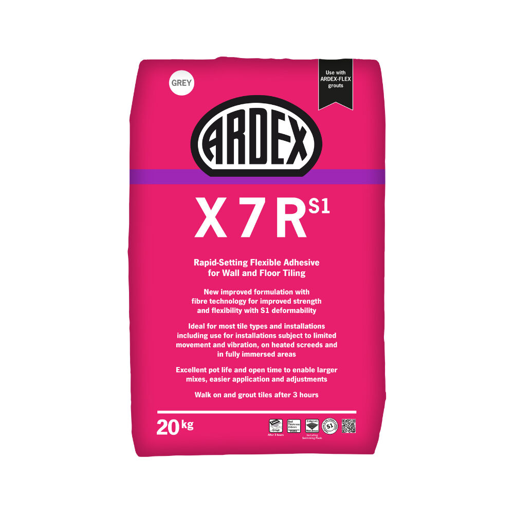 Image of Ardex X7R S1 Flexible Rapid Set Tile Adhesive Grey 20kg