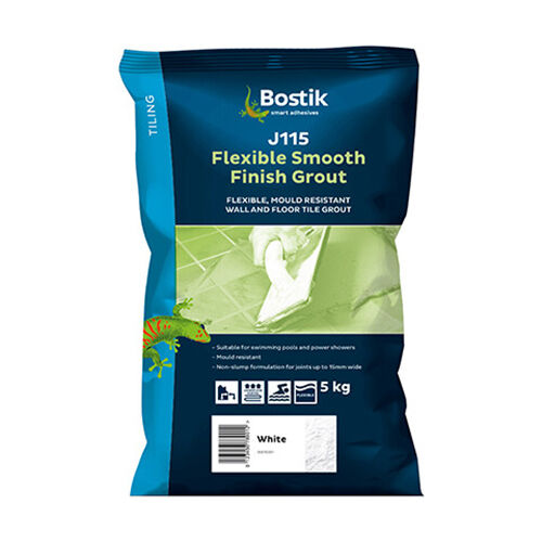 Product image for Bostik J115 Flexible Smooth Finish Wall & Floor Tile Grout White 5kg