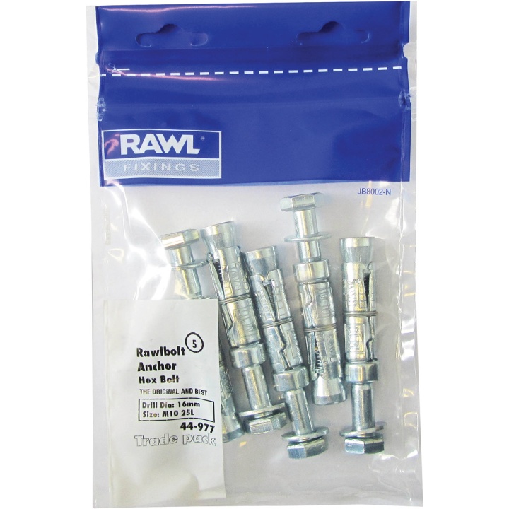 Product image for Rawlplug Rawlbolt Shield Anchor Loose Bolt M8/10L 5pk