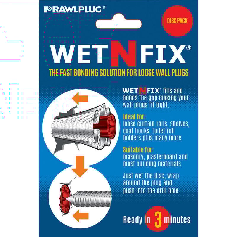 Product image for Rawlplug WET-N-FIX Wall Plug Fast Bond Repair Pads 10pk