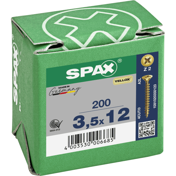Product image for Spax Universal Use Screw - Full Thread - Yellox Coated 3.5 X 12mm
