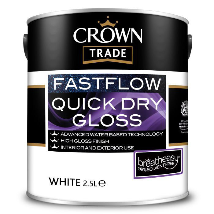Product image for Crown Trade Fastflow Quick Dry Paint Gloss White 2.5ltr