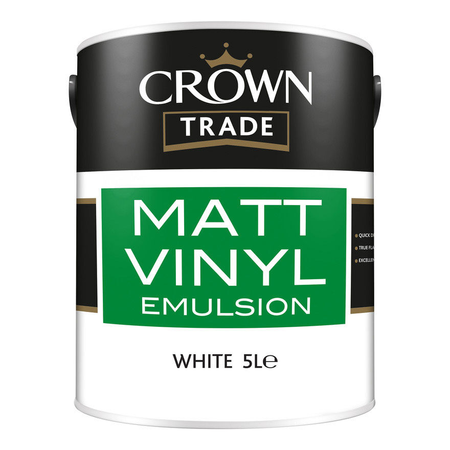 Image of Crown Trade Vinyl Emulsion Paint Matt Brilliant White 5ltr