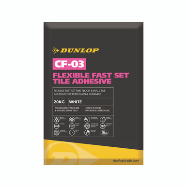Product image for Dunlop CF-03 Flexible Fast Set Tile Adhesive White 20kg
