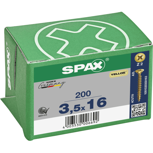 Product image for Spax Universal Use Screw - Full Thread - Yellox Coated 3.5 X 16mm