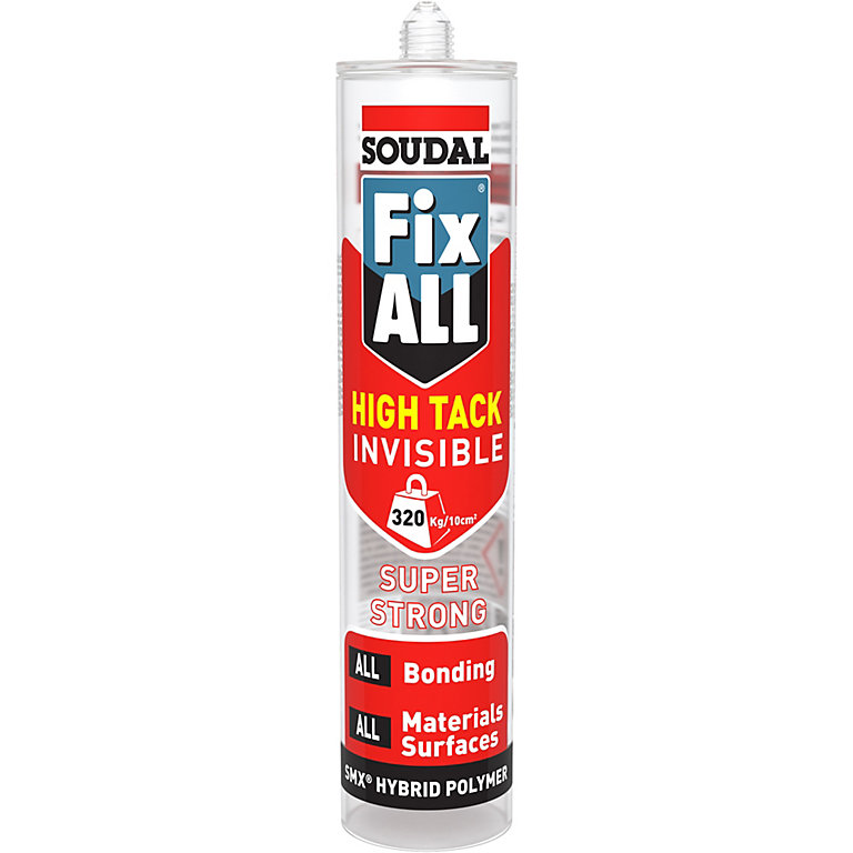 Image of Soudal Fix ALL Waterproof Solvent-free Transparent Adhesive 290ml 0.31kg