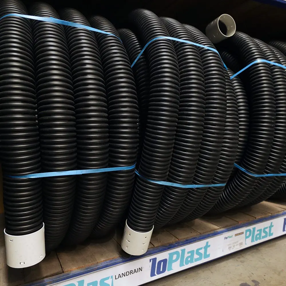 Product image for 100mm x 25m FloPlast Perforated Land Drain Coil Black