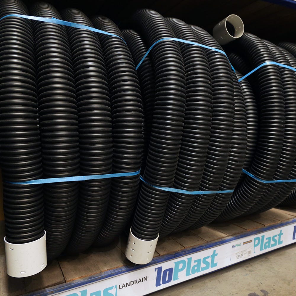Product image for 100mm x 25m FloPlast Perforated Land Drain Coil Black