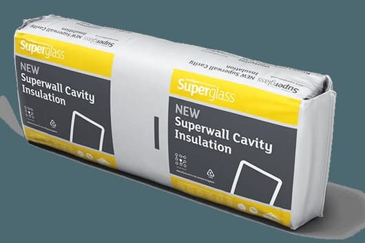 Product image for Superglass Superwall 36 Cavity Wall Batt 1.2m X 455 X 75mm Pack Of 10