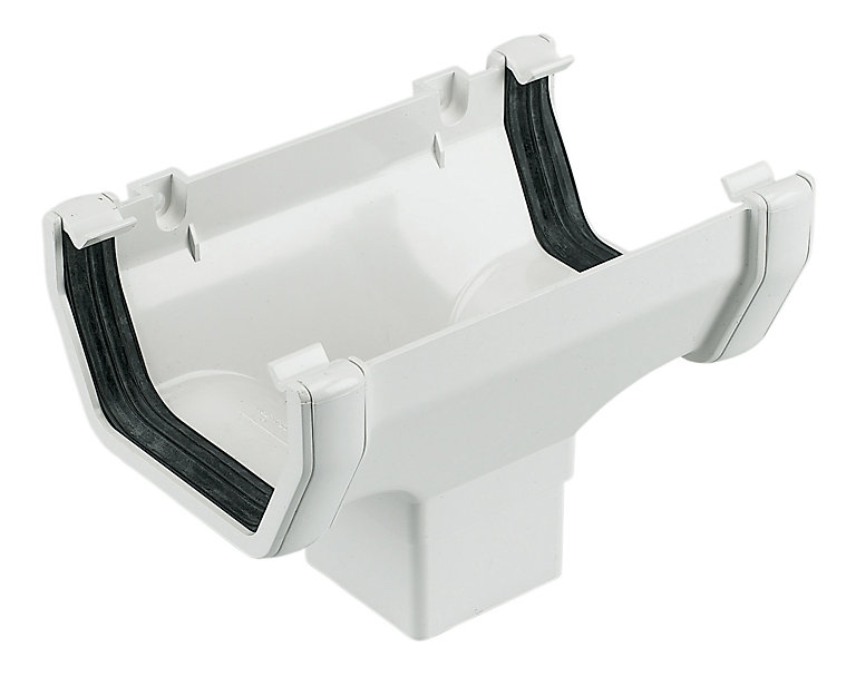 Product image for FloPlast White Square Running Gutter outlet, (L)138mm (W)114mm