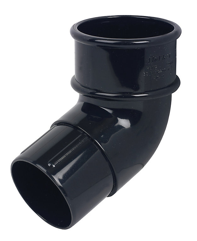 Product image for FloPlast Miniflo Black Round 112.5° Offset Downpipe bend, (Dia)50mm