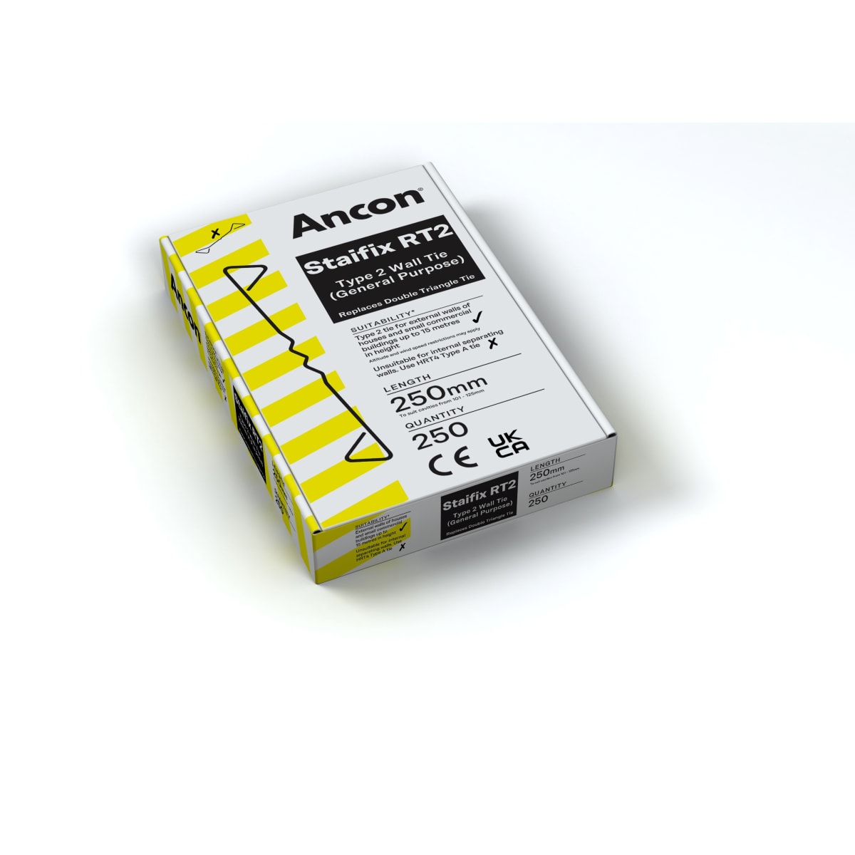 Product image for Ancon Staifix RT2 General Purpose Wall Tie 250mm Pack Of 250