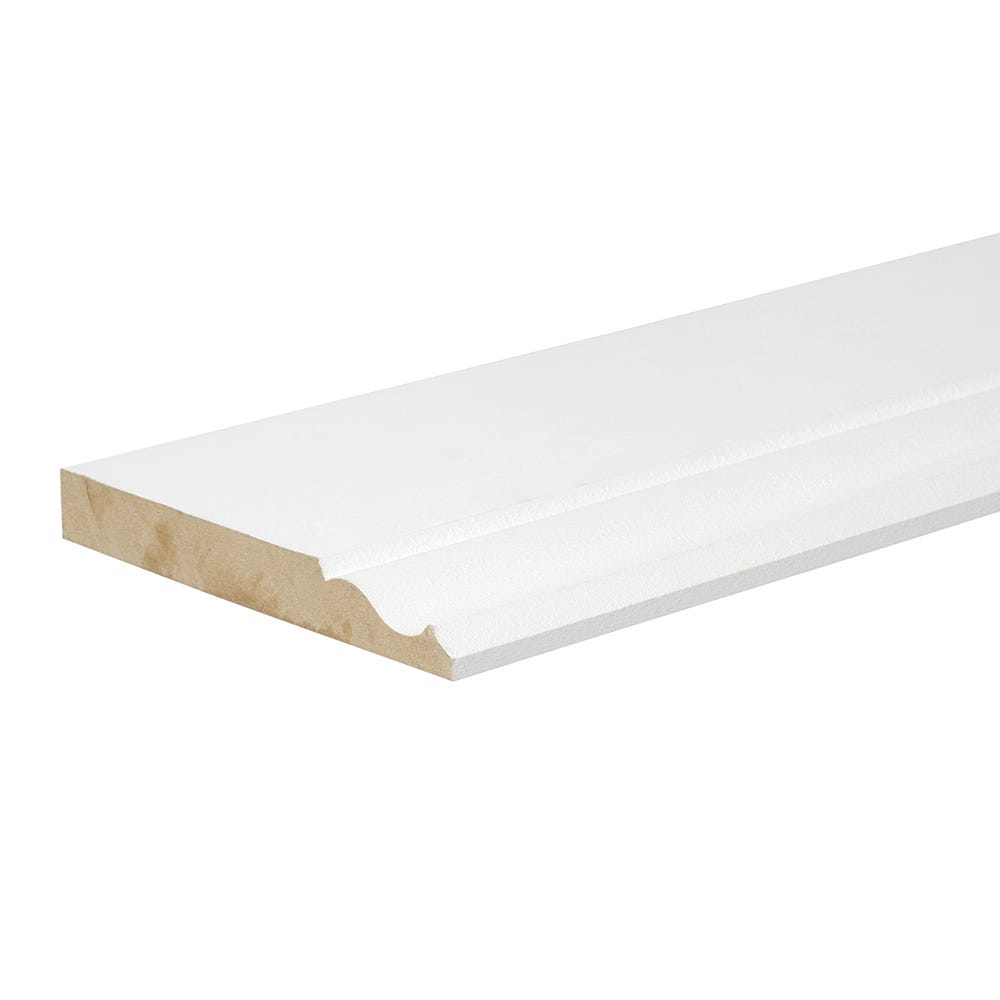 Product image for 18mm x 144mm MDF White Primed Ogee Skirting Board 4400mm