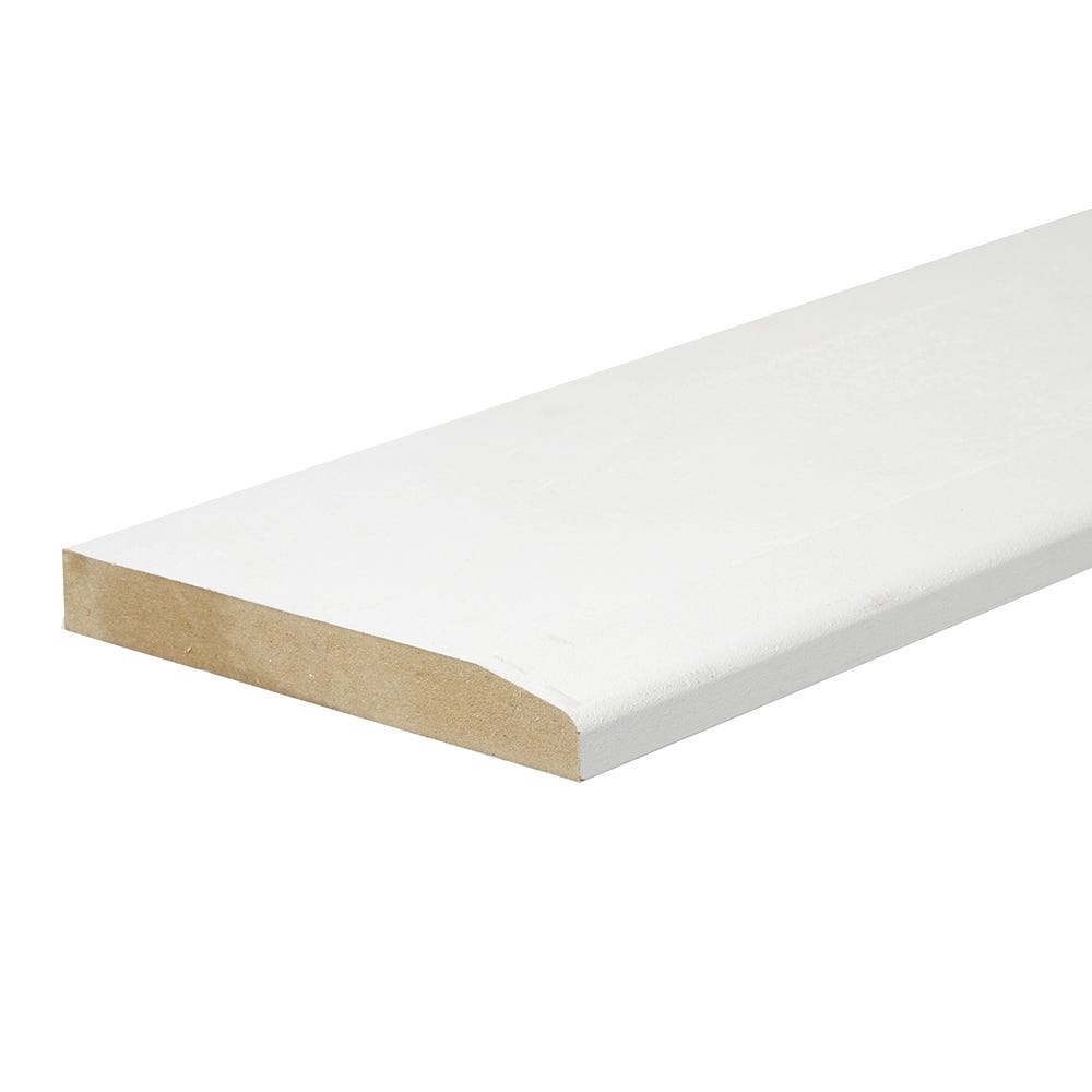 Product image for 18mm x 144mm MDF White Primed Chamfered Skirting Board 4400mm