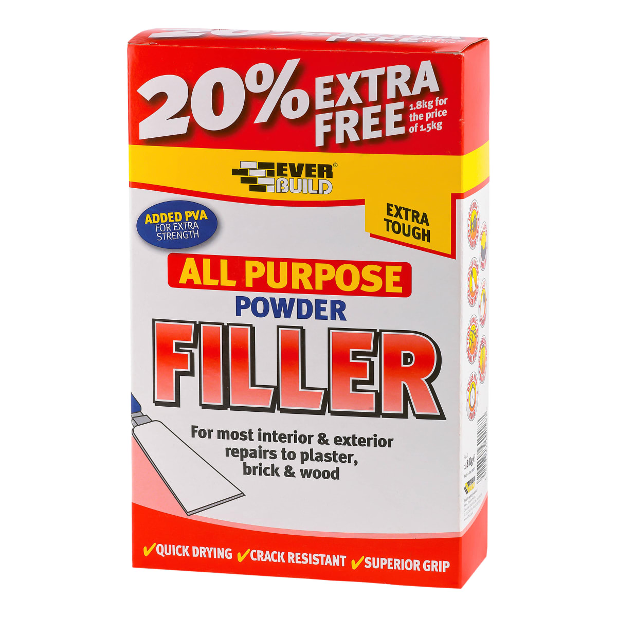 Product image for Everbuild All Purpose Powder Filler 1.5kg White
