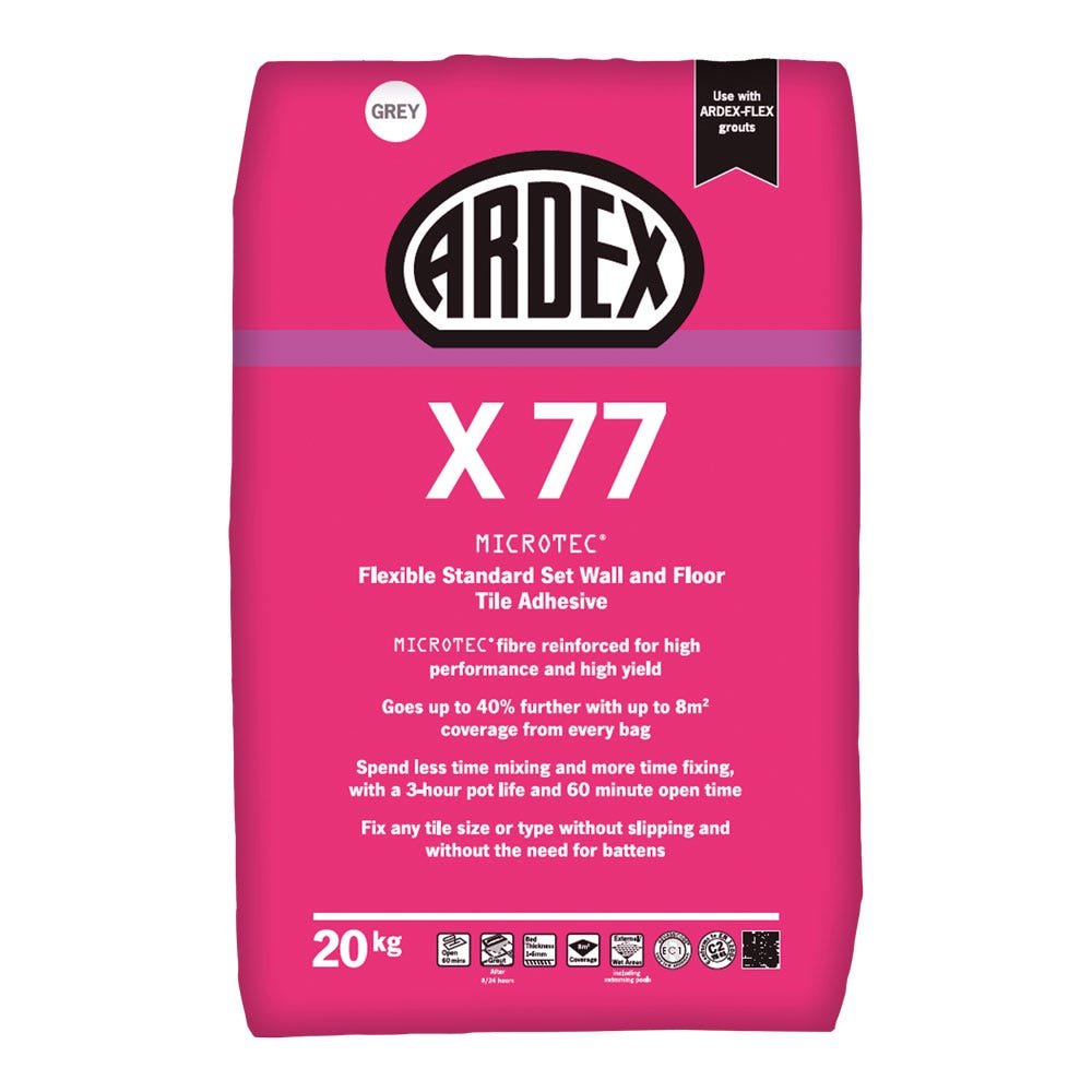 Product image for Ardex X 77 Grey Microtec Standard Set Tile Adhesive 20Kg