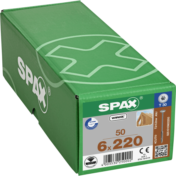 Image of Spax Construction Screw With Washer-head - Partial Thread - Wirox Coated 6.0 X 220mm