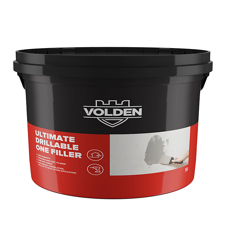 Product image for Volden Ultimate Drillable Light Grey Ready to use Plaster, stone, concrete & wood Patch & filler, 5L 4.2kg