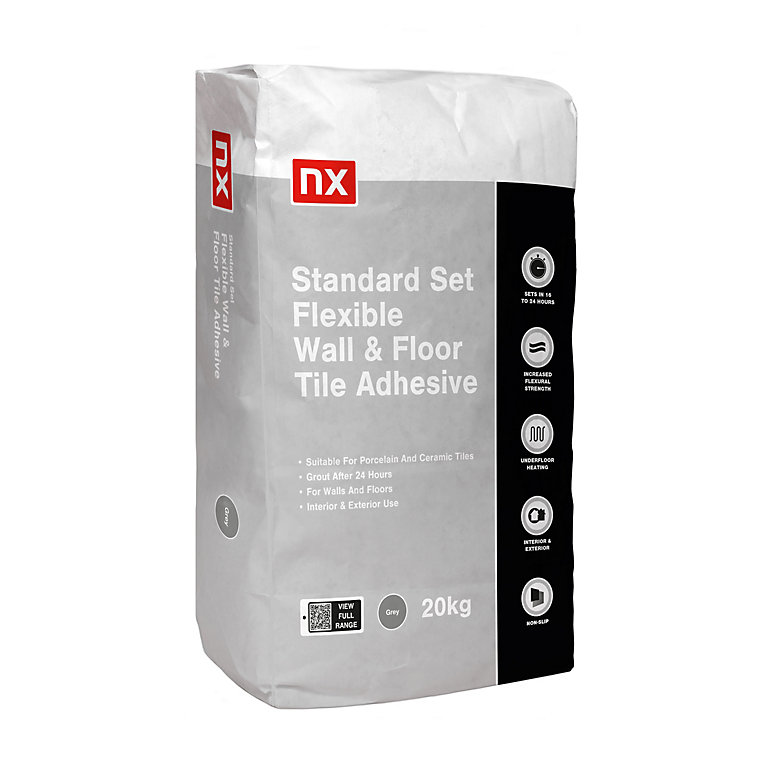 Image of NX Flexible Standard Set Grey Tile Adhesive, 20kg